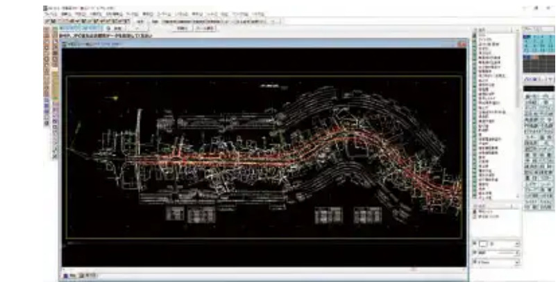 ＣＡＤの操作画面です。横断図を展開した場面。